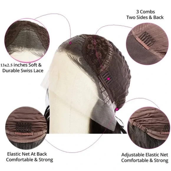 26inch Black Long Straight Lace Front Wig